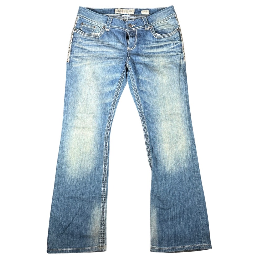 BKE Culture Bootcut Jeans Womens 32R Medium Wash Contrast Stitch Denim 13415